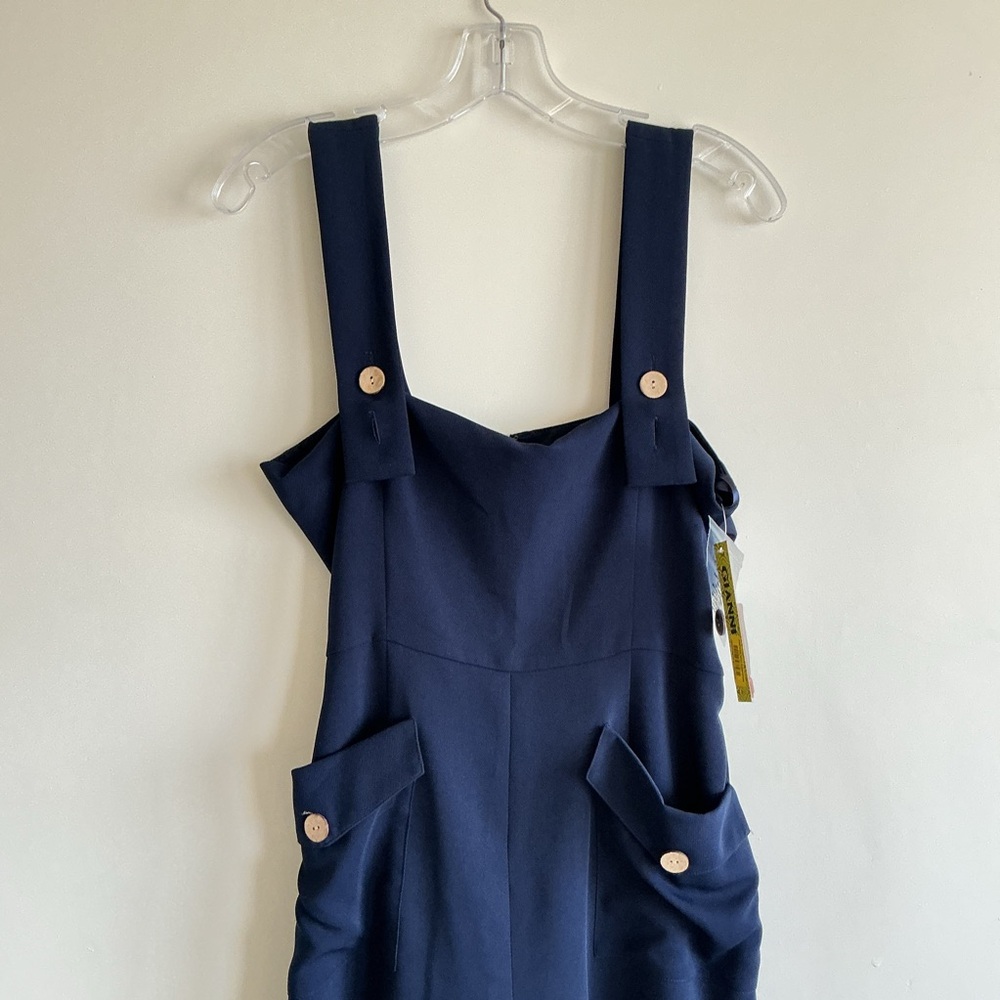 NEW Gianni Binni Navy Sleeveless Jumpsuit with Zipper wrap belt Nautical Size 6 - Picture 3 of 5